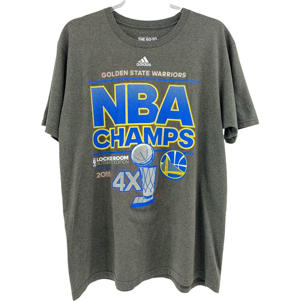 Adidas (L) Gray Golden State 2015 4X NBA Champs Locker Room Edition Go-To Tee
